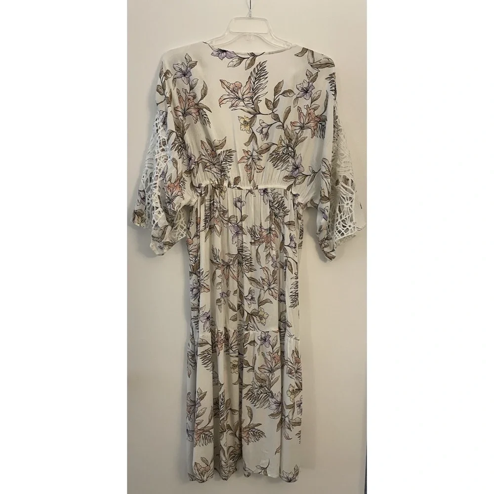 L.I.F.E Love Is For Eternity Floral Duster Beach Cover Up Size M Coastal Resort - Picture 11 of 12